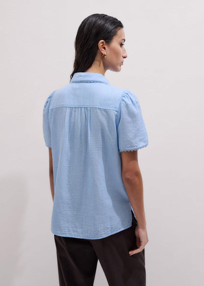 ME+EM Clothing Blue Cheesecloth Summer Blouse