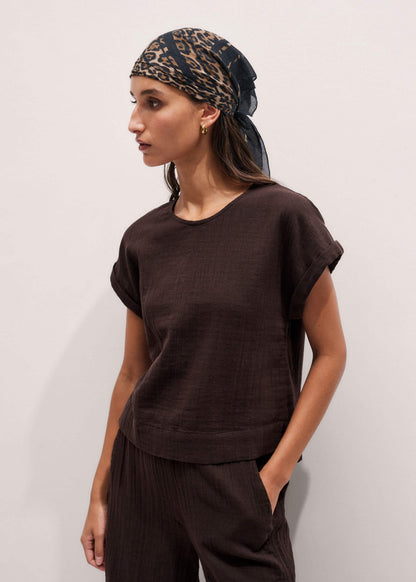 ME+EM Clothing Brown Cheesecloth T-Shirt