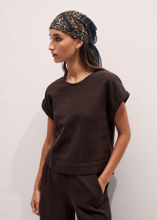 ME+EM Clothing Brown Cheesecloth T-Shirt