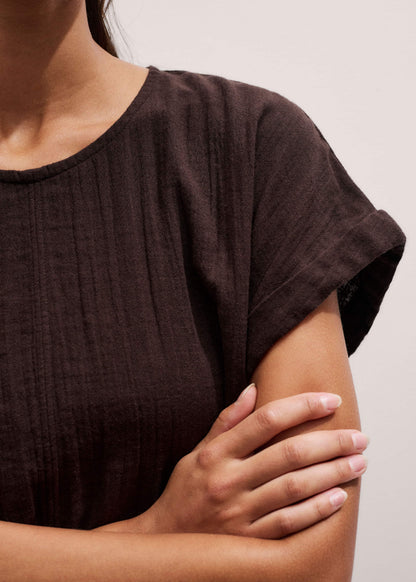 ME+EM Clothing Brown Cheesecloth T-Shirt