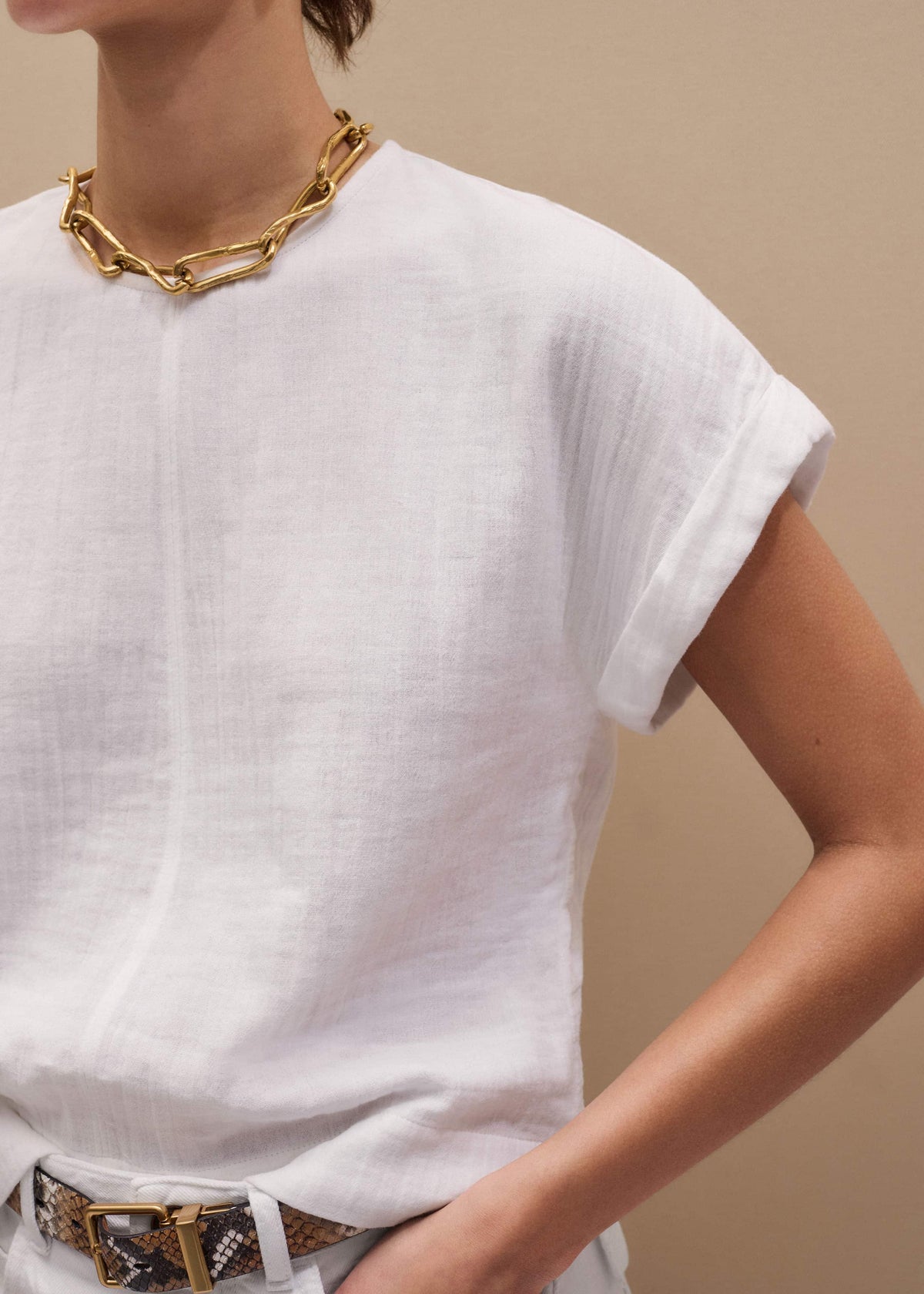 ME+EM Clothing White Cheesecloth T-Shirt