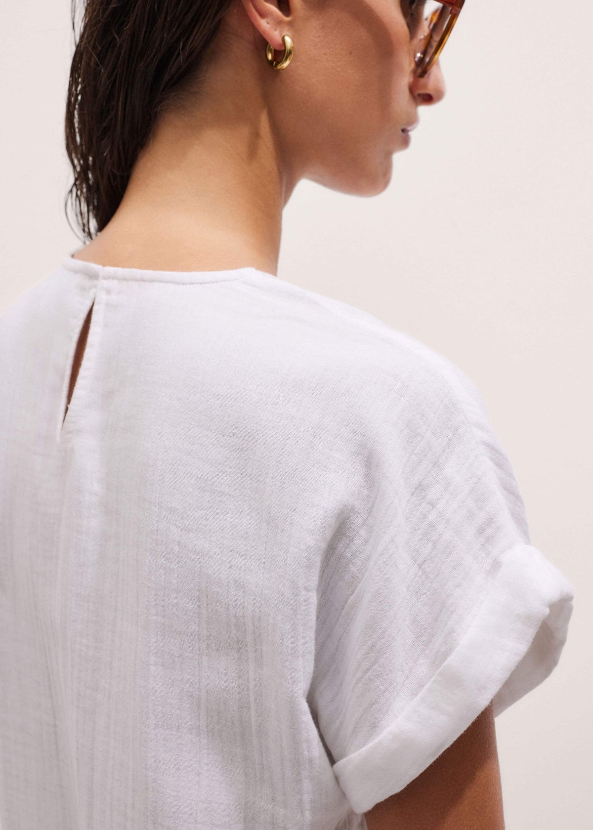 ME+EM Clothing White Cheesecloth T-Shirt