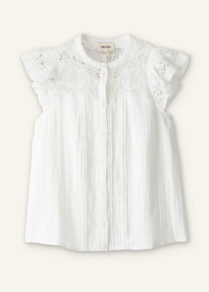 ME+EM Clothing White Cheesecloth Embroidered Swing Top