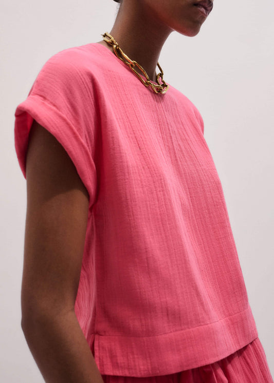 ME+EM Clothing Pink Cheesecloth Summer T-Shirt