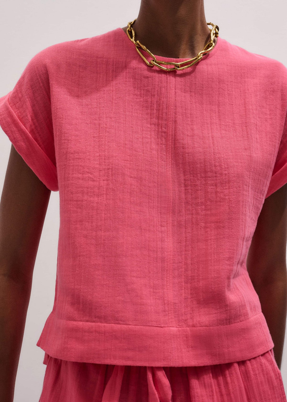 ME+EM Clothing Pink Cheesecloth Summer T-Shirt