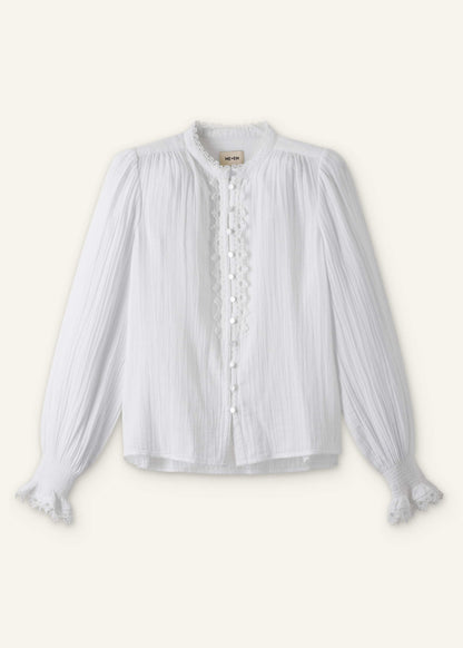 ME+EM Clothing White Cheesecloth Intricate Detail Blouse
