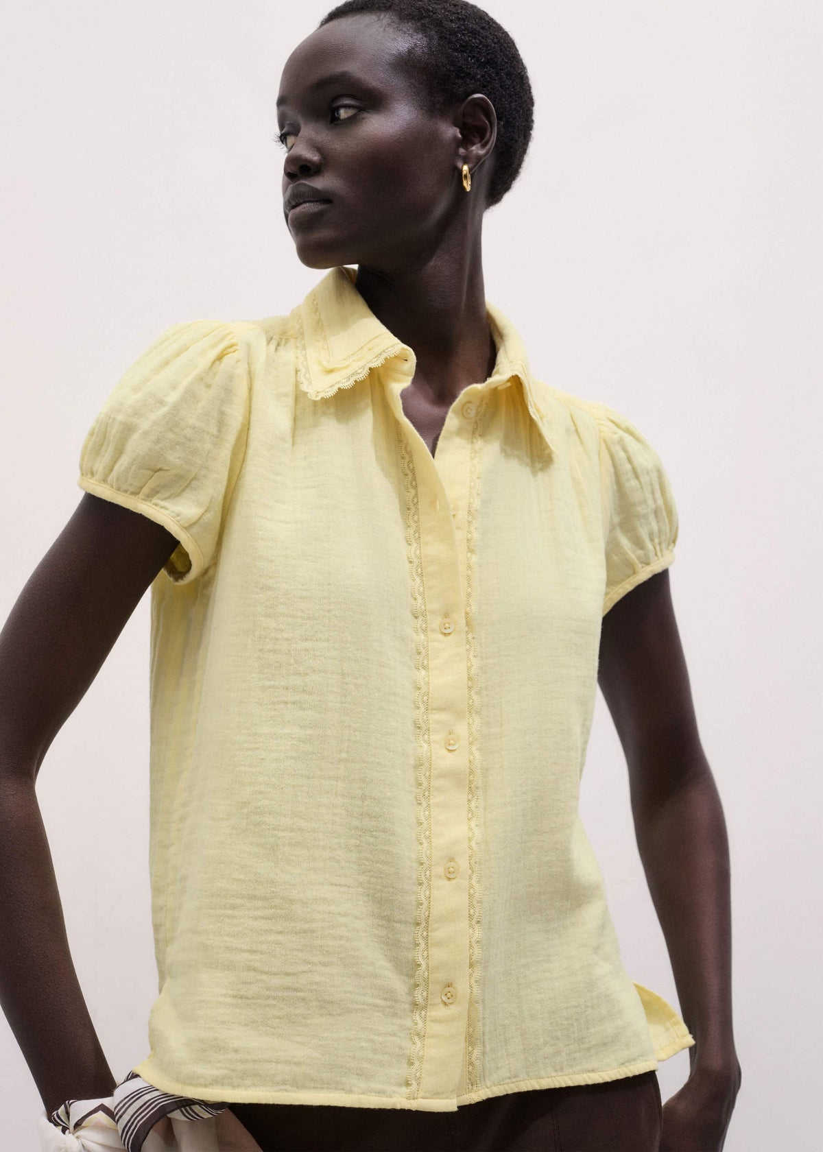 ME+EM Clothing Yellow Cheesecloth Straight Summer Blouse