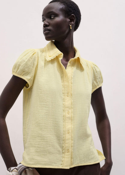 ME+EM Clothing Yellow Cheesecloth Straight Summer Blouse