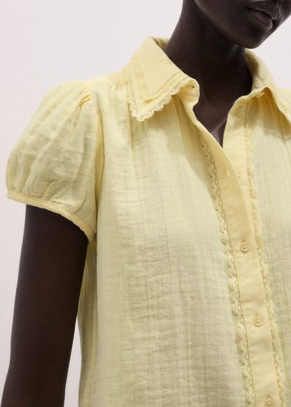 ME+EM Clothing Yellow Cheesecloth Straight Summer Blouse