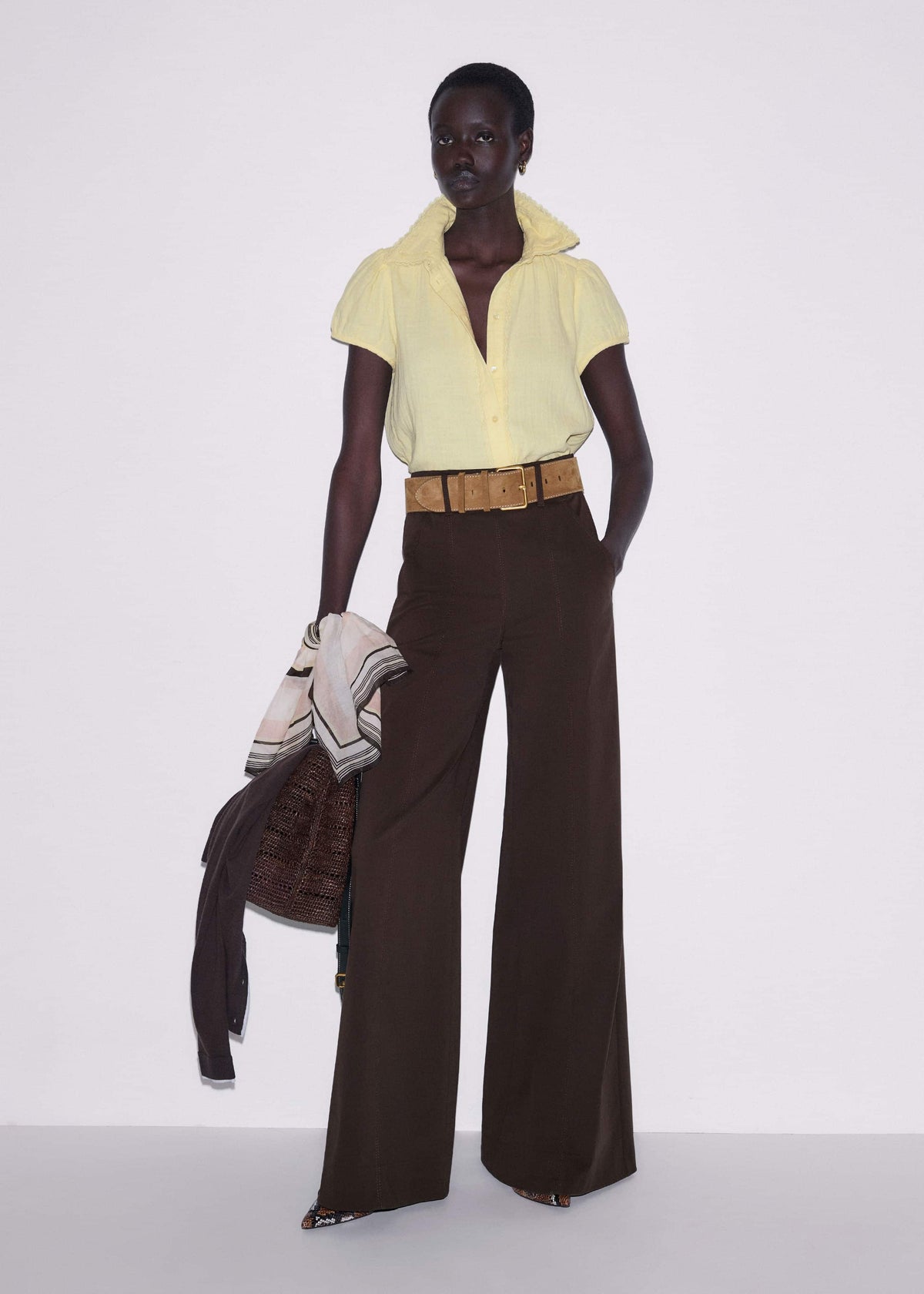 ME+EM Clothing Yellow Cheesecloth Straight Summer Blouse