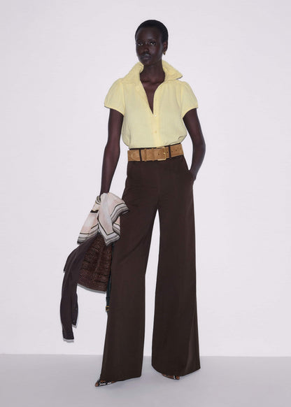 ME+EM Clothing Yellow Cheesecloth Straight Summer Blouse