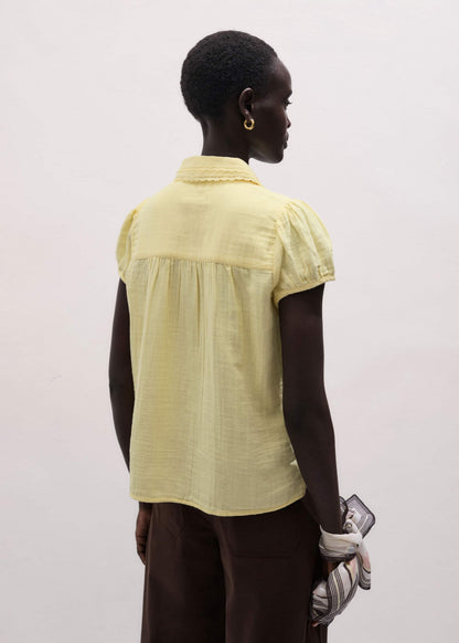 ME+EM Clothing Yellow Cheesecloth Straight Summer Blouse
