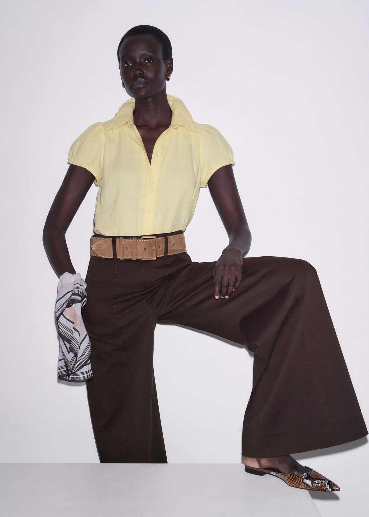 ME+EM Clothing Yellow Cheesecloth Straight Summer Blouse