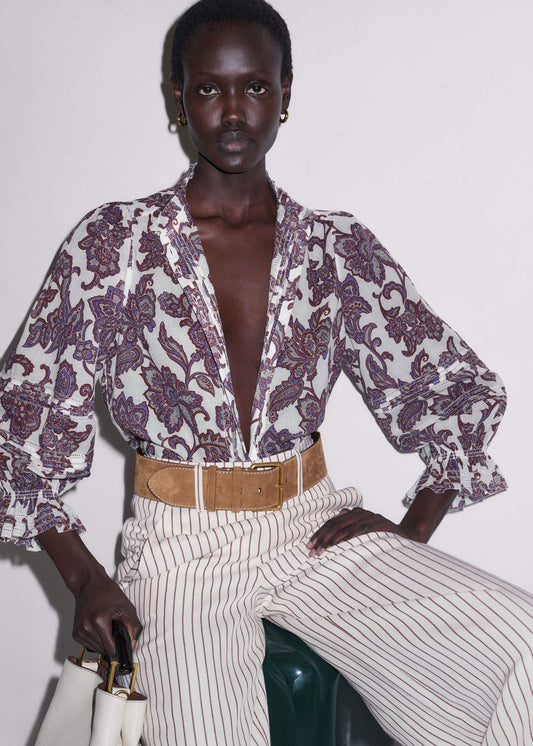ME+EM Clothing Cream Floral Print Blouse