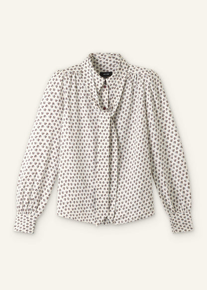 ME+EM Clothing Cream Micro Paisley Print Blouse + Tie