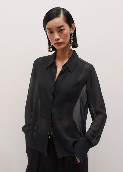 ME+EM Clothing Black Sheer Silk Evening Blouse