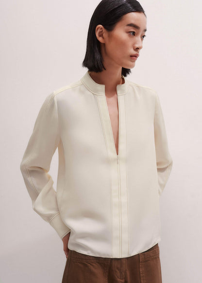 ME+EM Clothing Cream High Neck Blouse + Tie