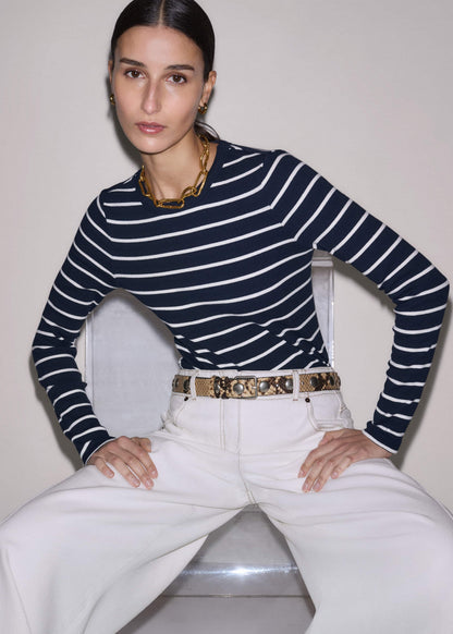 ME+EM Clothing Navy Ultimate Rib Long Sleeve Top