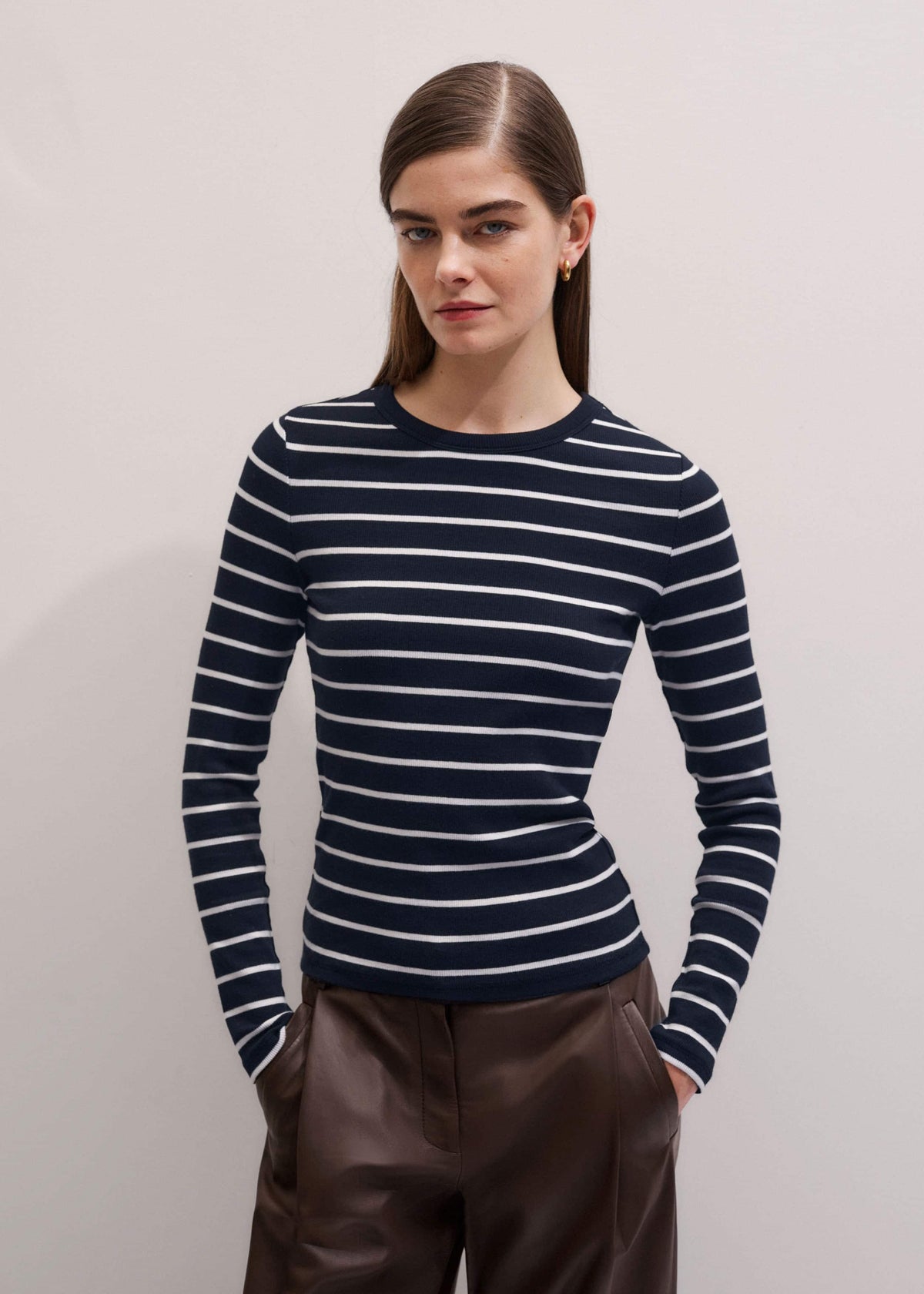 ME+EM Clothing Navy Ultimate Rib Long Sleeve Top