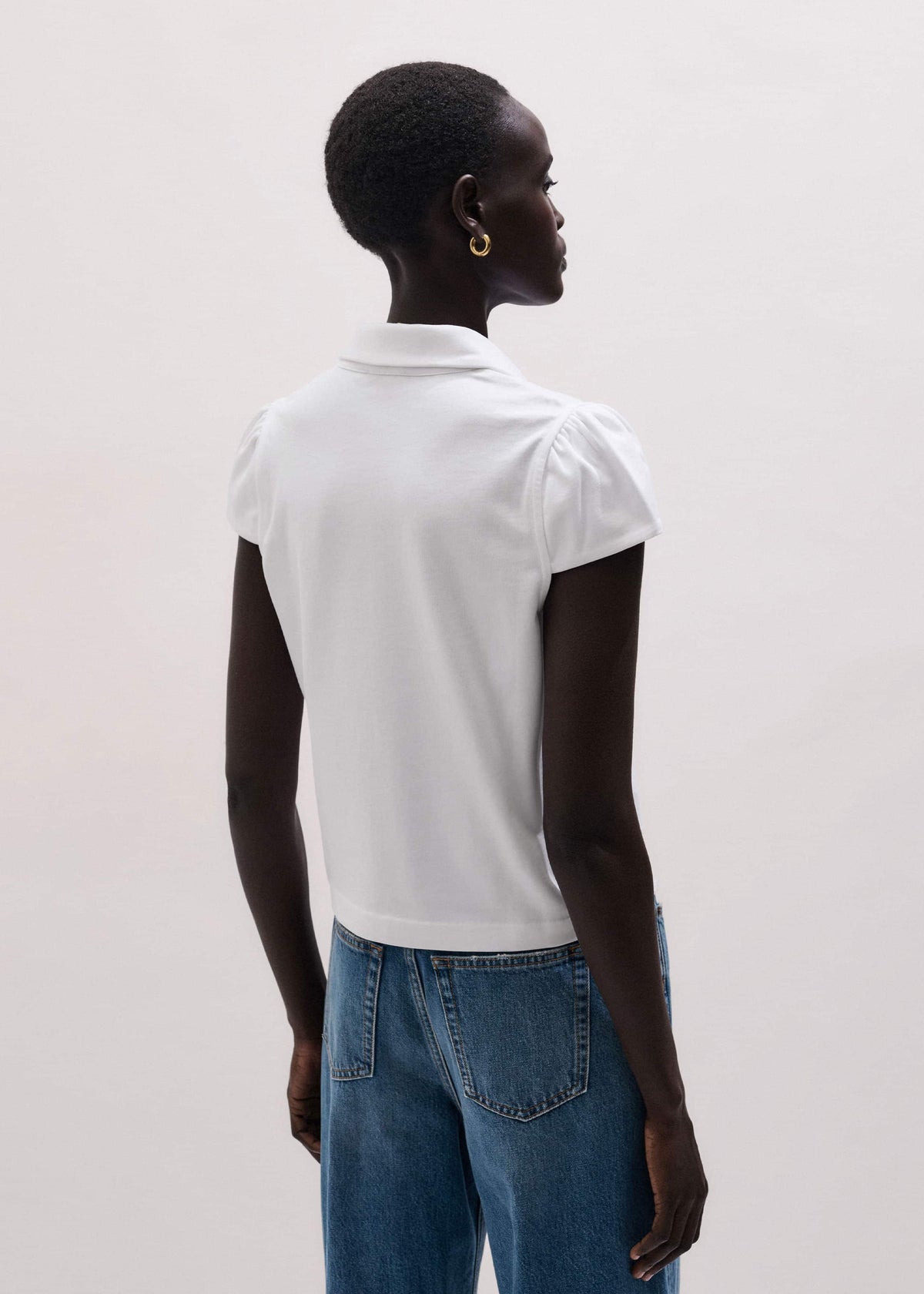 ME+EM Clothing White Cap Sleeve Polo Tee