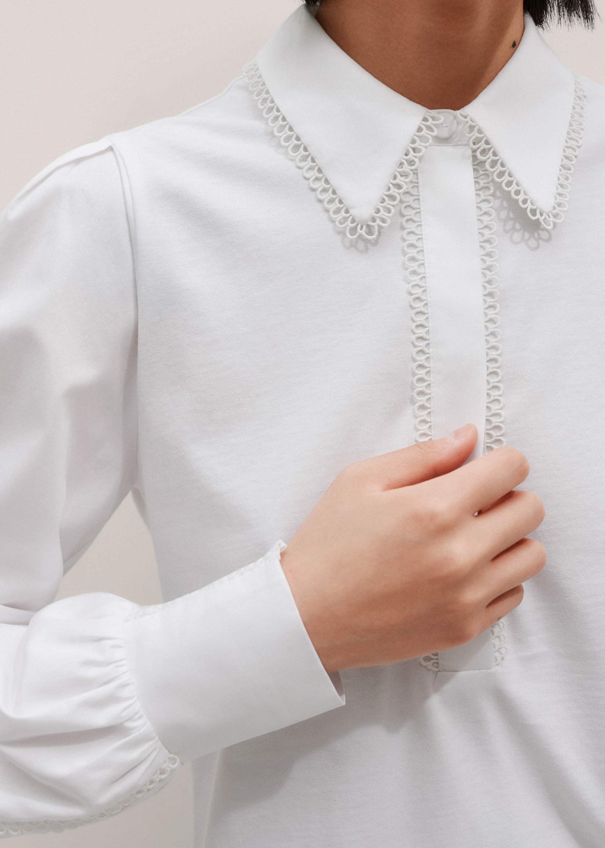 ME+EM Clothing White Collared Layering Top