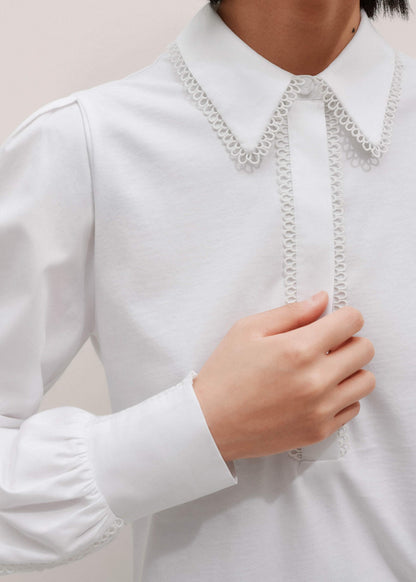 ME+EM Clothing White Collared Layering Top