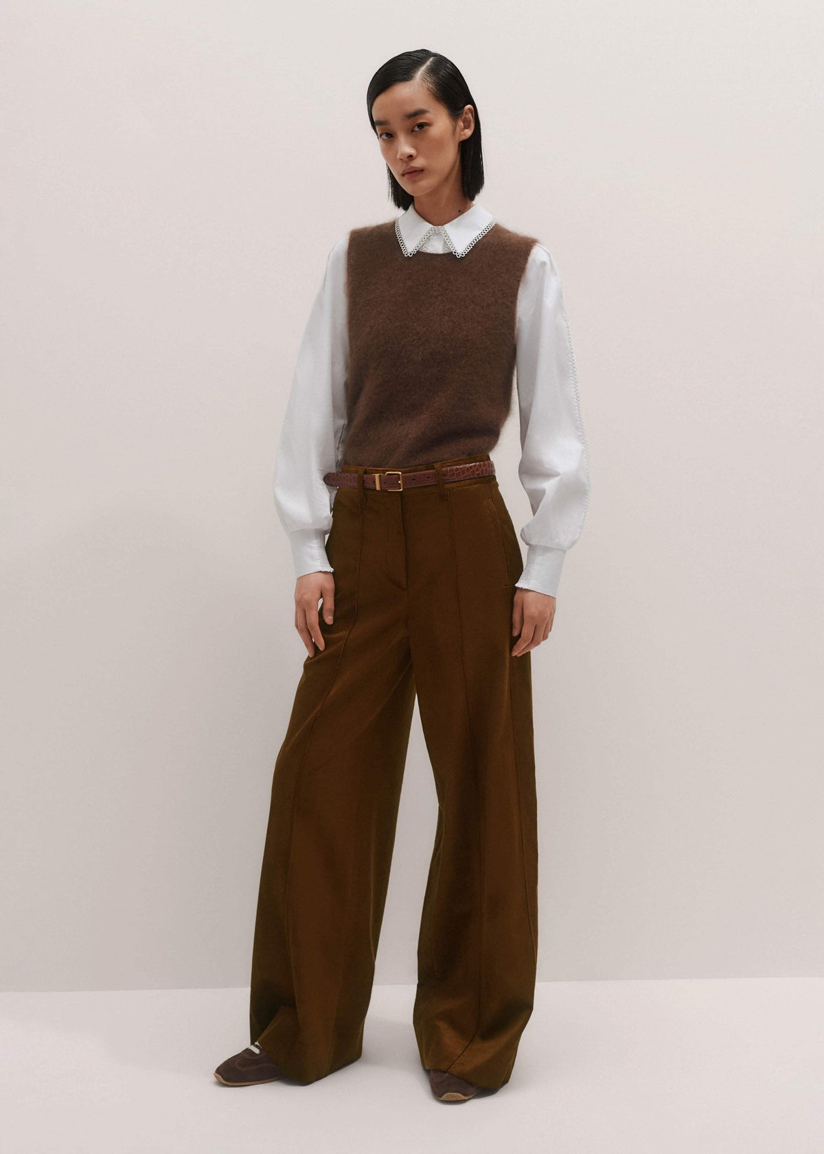 ME+EM Clothing White Collared Layering Top