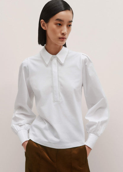 ME+EM Clothing White Collared Layering Top