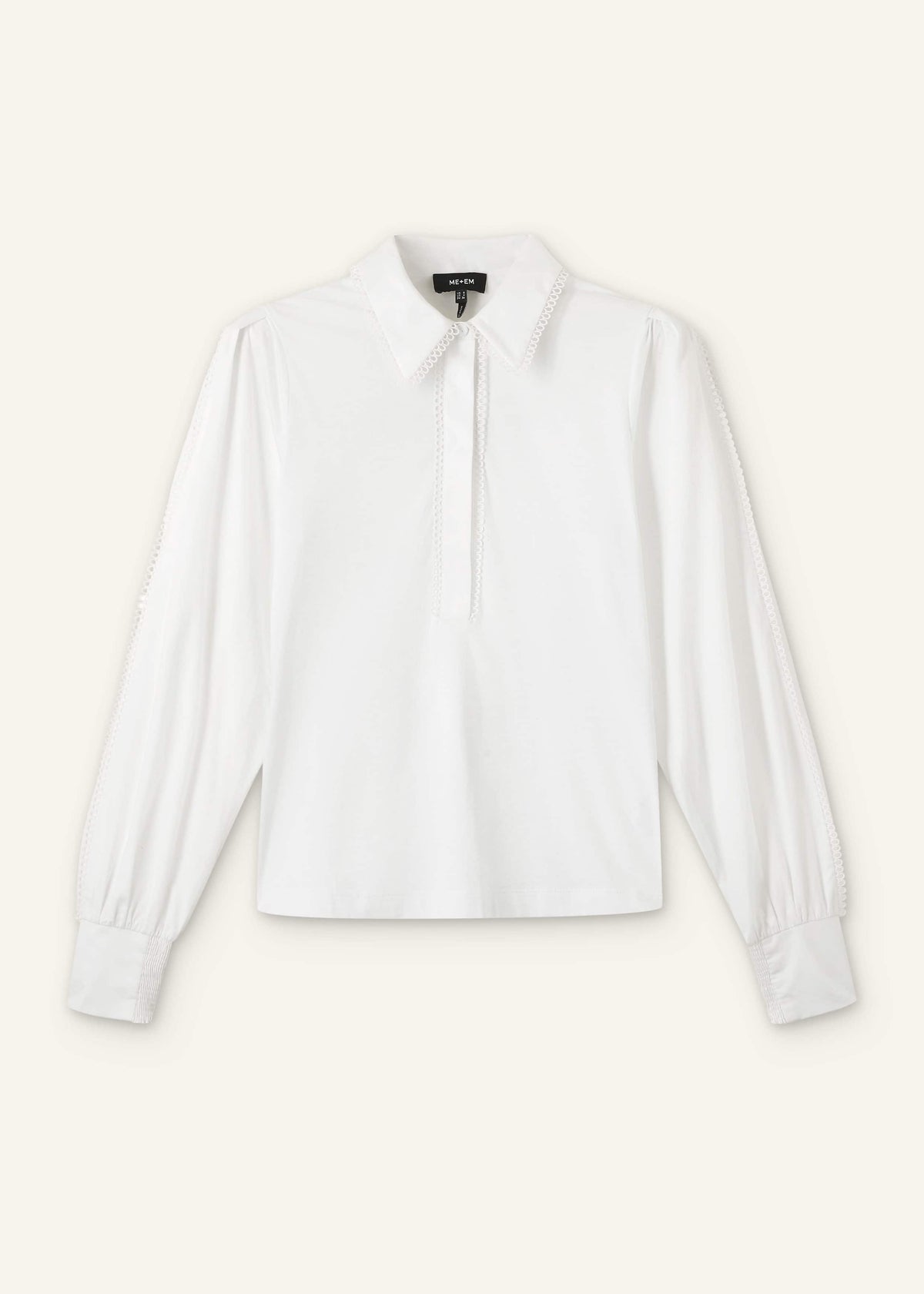 ME+EM Clothing White Collared Layering Top