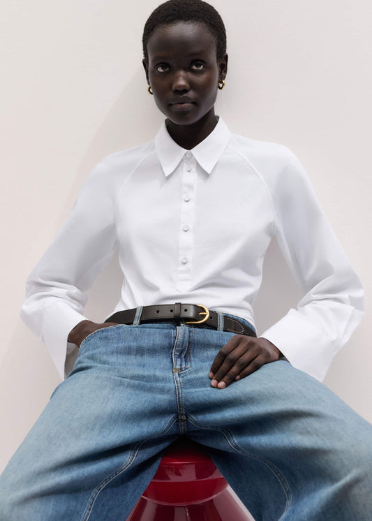 ME+EM Clothing White Raglan Shirt Layering Top