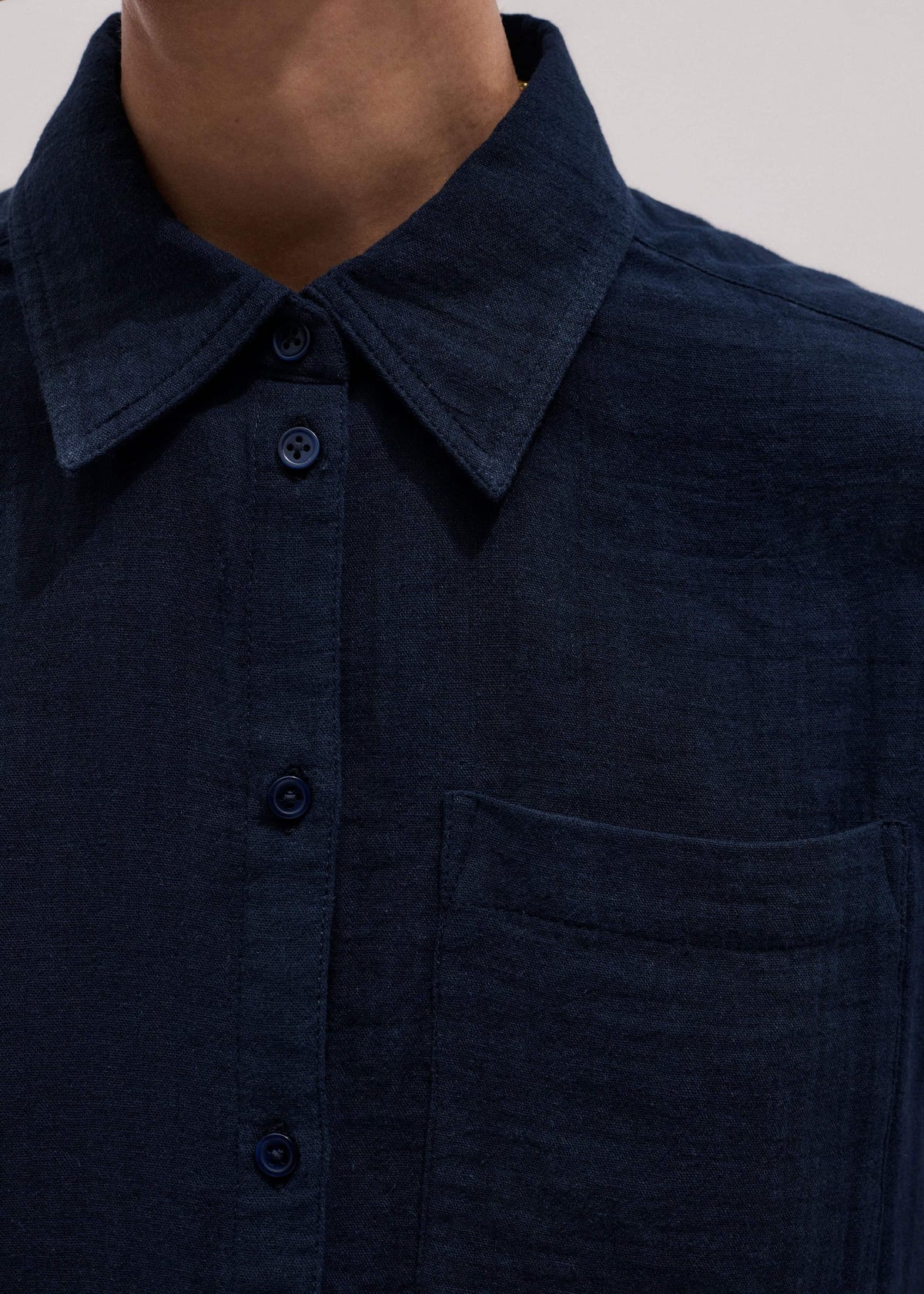 ME+EM Clothing Navy Cheesecloth Relaxed Summer Shirt
