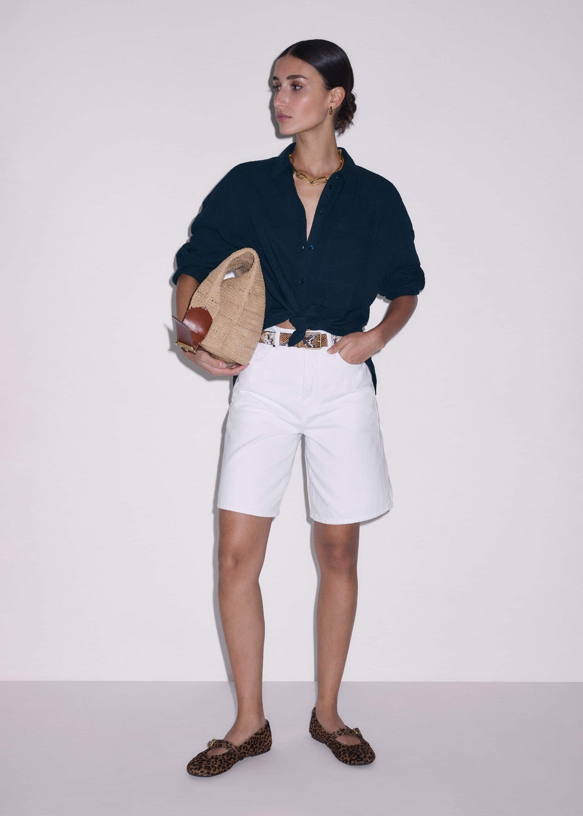 ME+EM Clothing Navy Cheesecloth Relaxed Summer Shirt