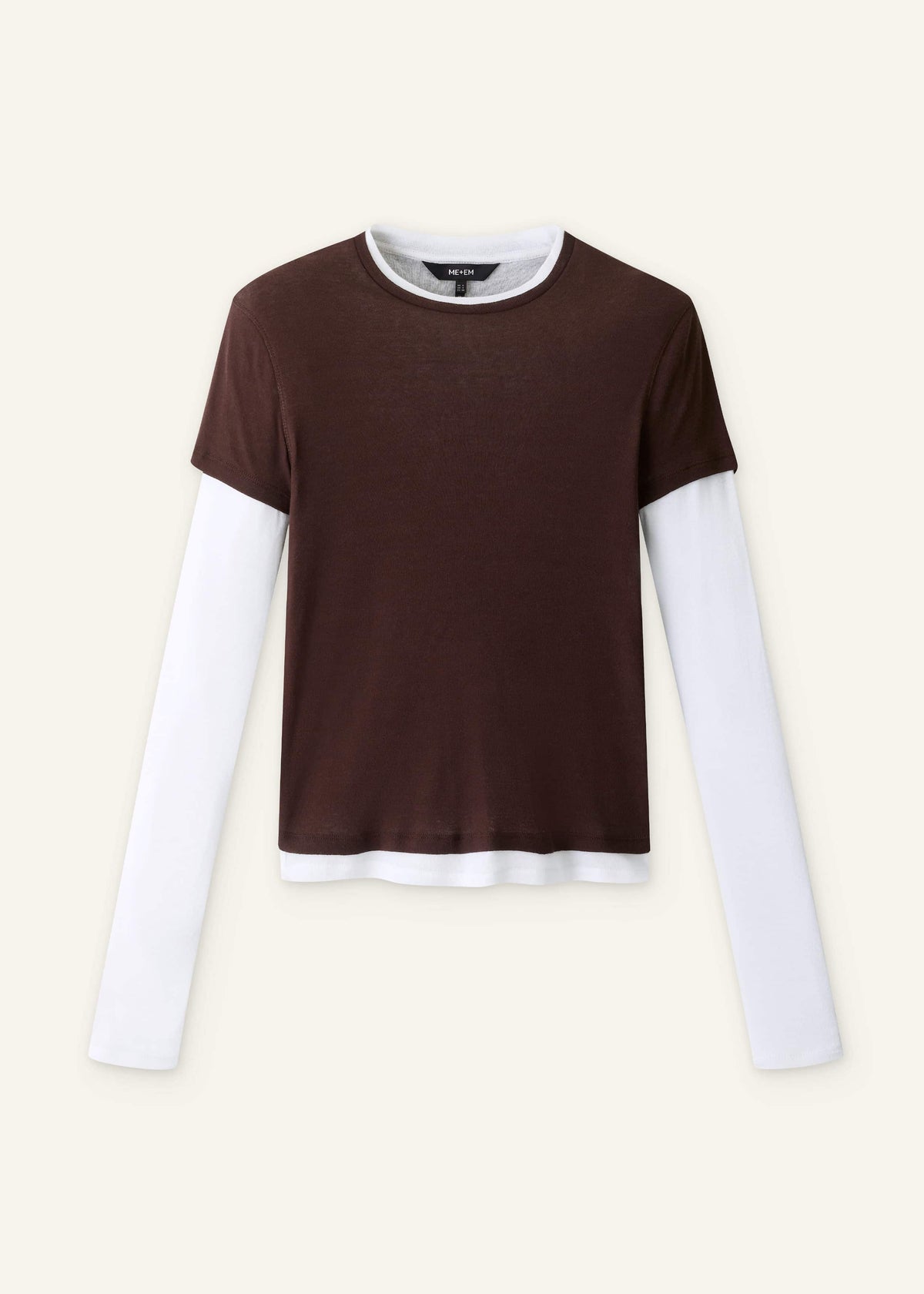 ME+EM Clothing Brown Sheer Double-Layer Look Top