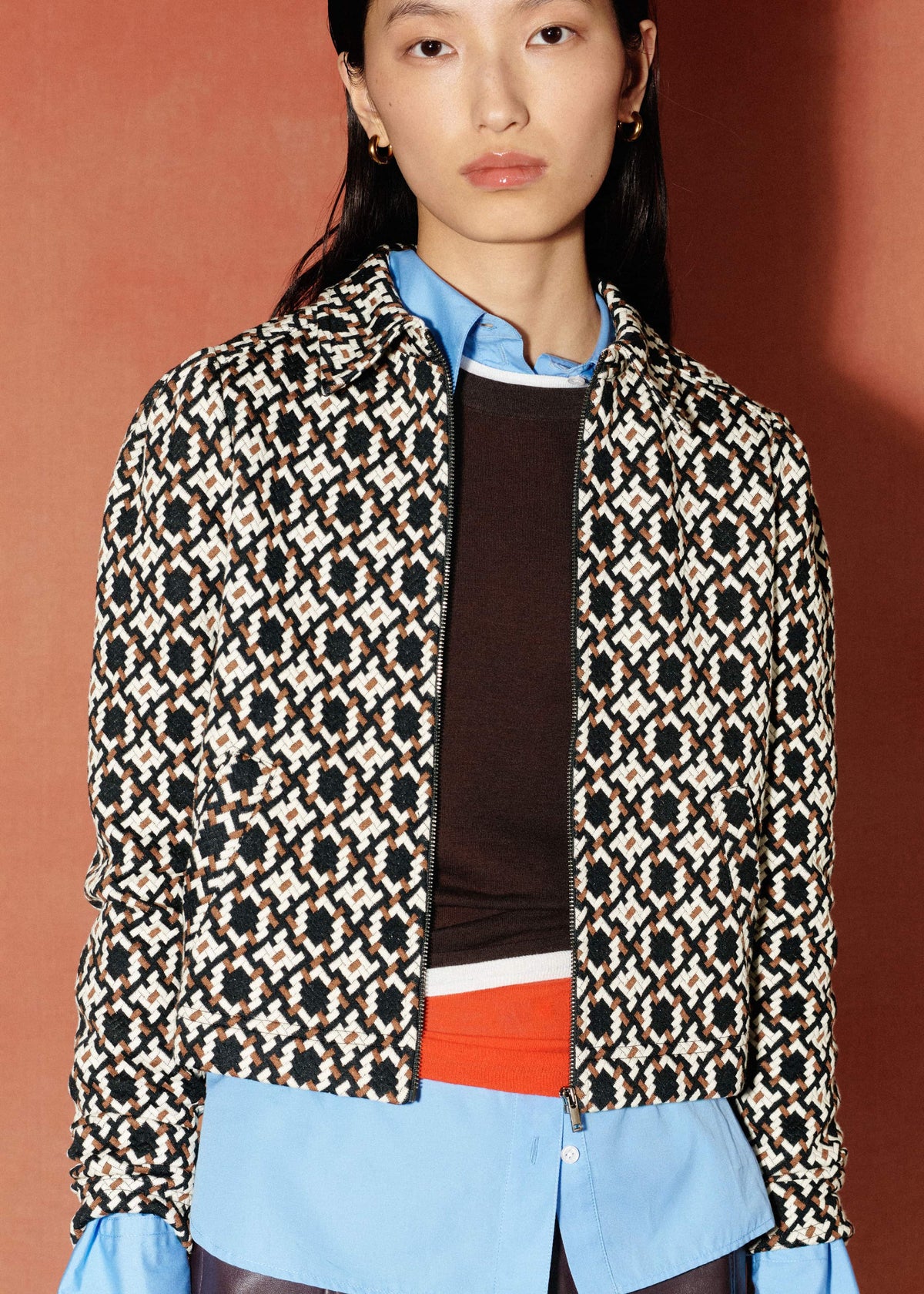 ME+EM Clothing Navy Graphic Jacquard Zip-Through Jacket