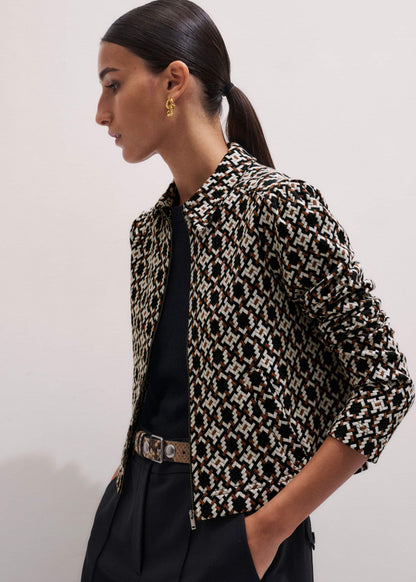 ME+EM Clothing Navy Graphic Jacquard Zip-Through Jacket