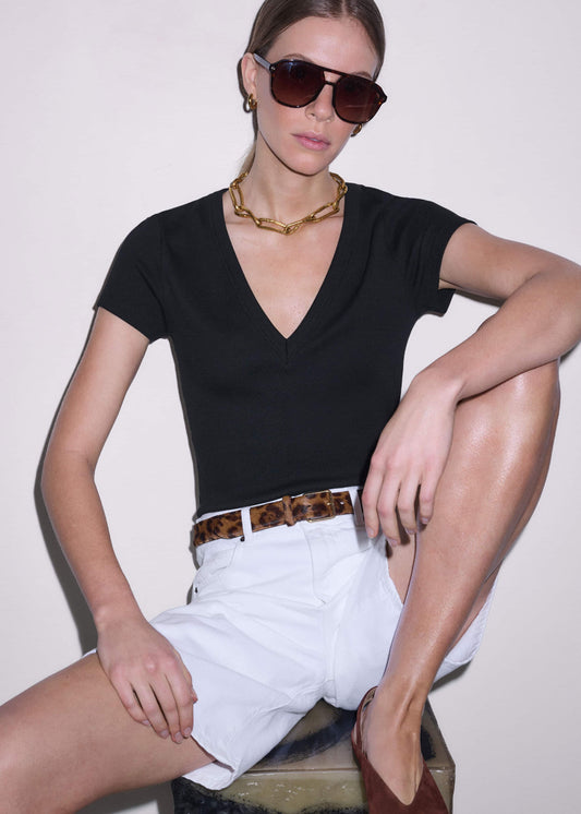 ME+EM Clothing Black Ultimate Fitted Rib V-Neck Tee