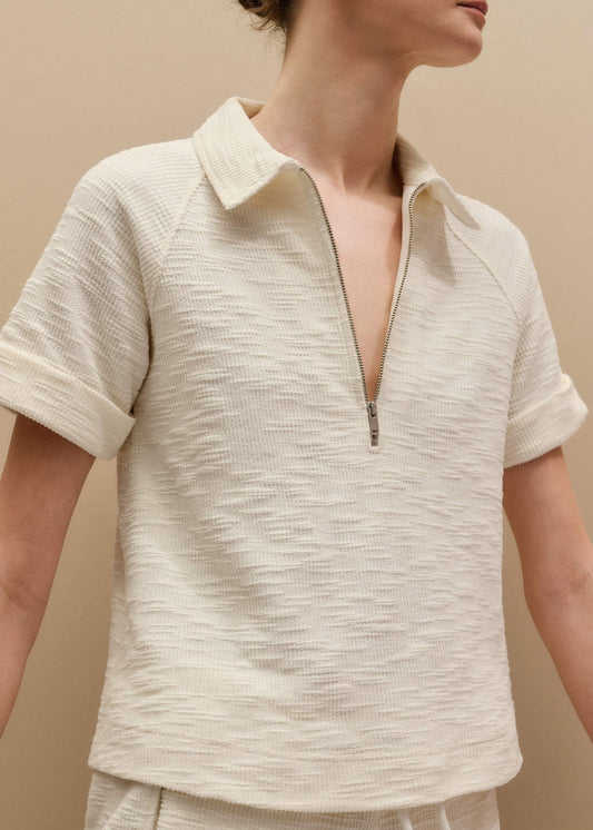 ME+EM Clothing Cream Polo Swing Top