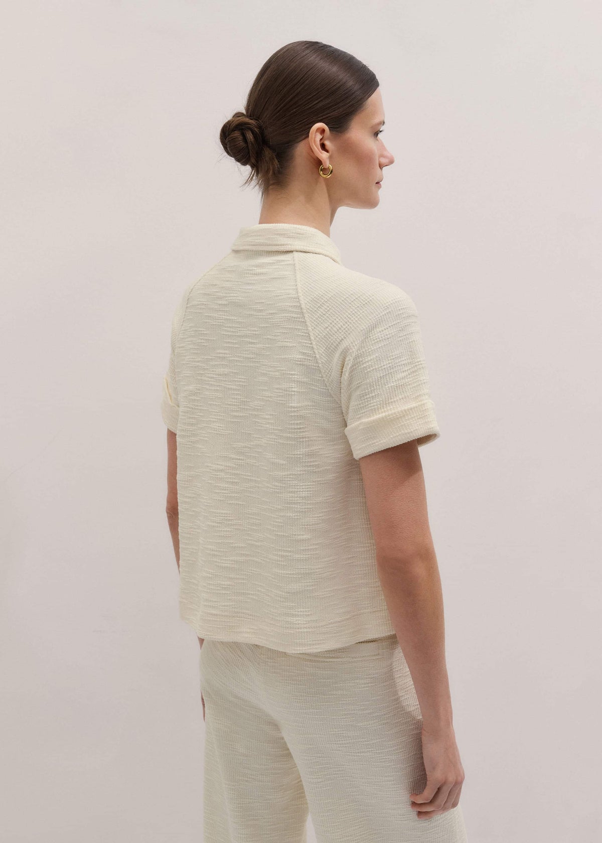 ME+EM Clothing Cream Polo Swing Top