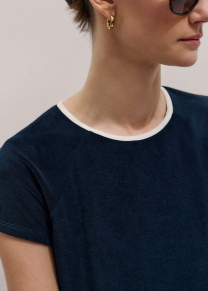 ME+EM Clothing Navy Toweling Rib Trim Baby Tee