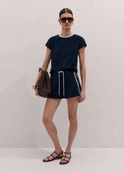 ME+EM Clothing Navy Toweling Rib Trim Baby Tee
