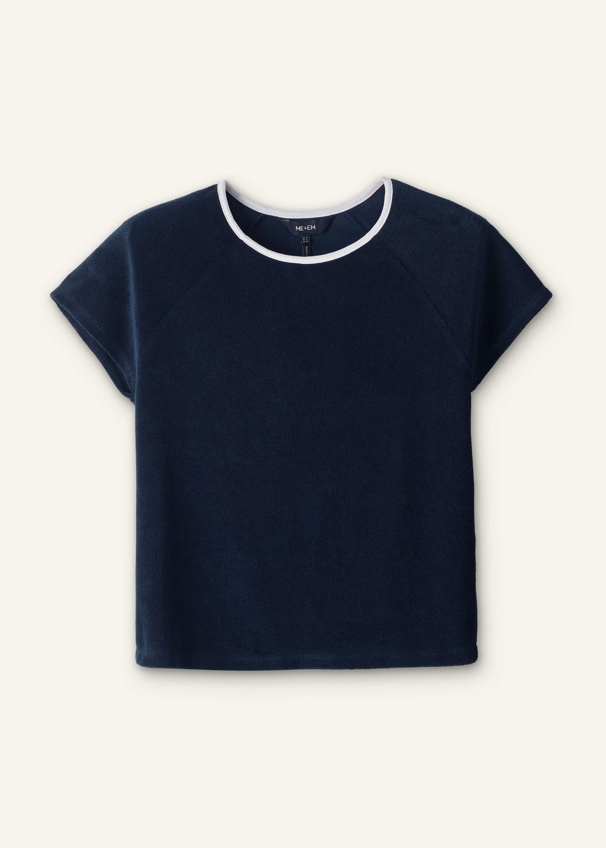 ME+EM Clothing Navy Toweling Rib Trim Baby Tee