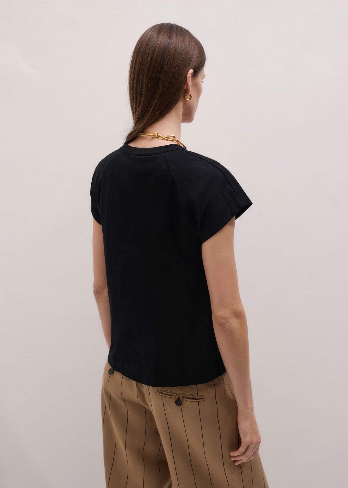 ME+EM Clothing Black Open Placket Swing Top