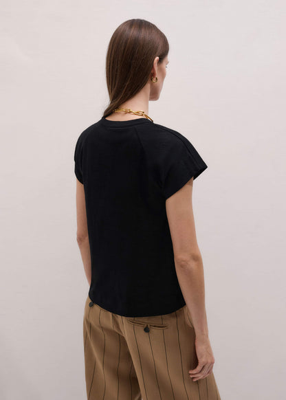 ME+EM Clothing Black Open Placket Swing Top