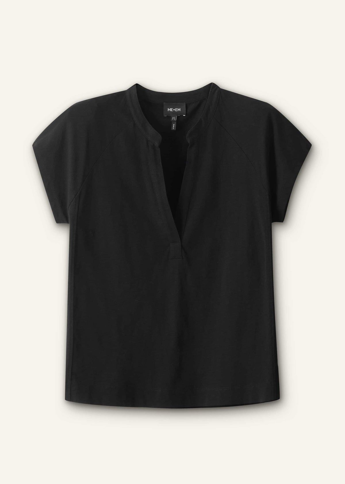 ME+EM Clothing Black Open Placket Swing Top