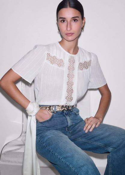 ME+EM Clothing White Embroidered Cutout Tee