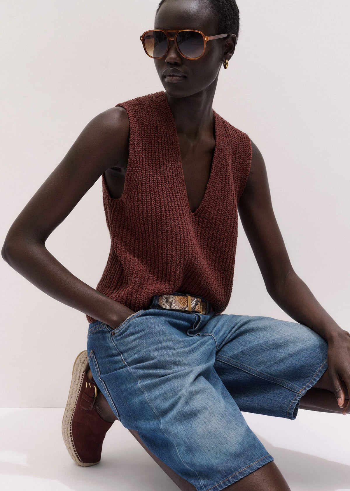 ME+EM Clothing Cinnamon Brown Relaxed Knit Vest