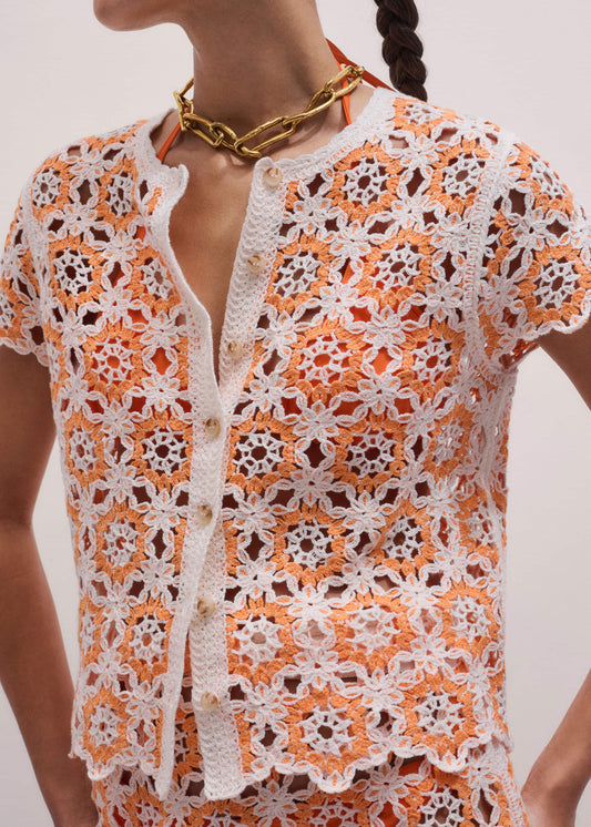 ME+EM Clothing Floral Crochet Orange Beach Baby Tee