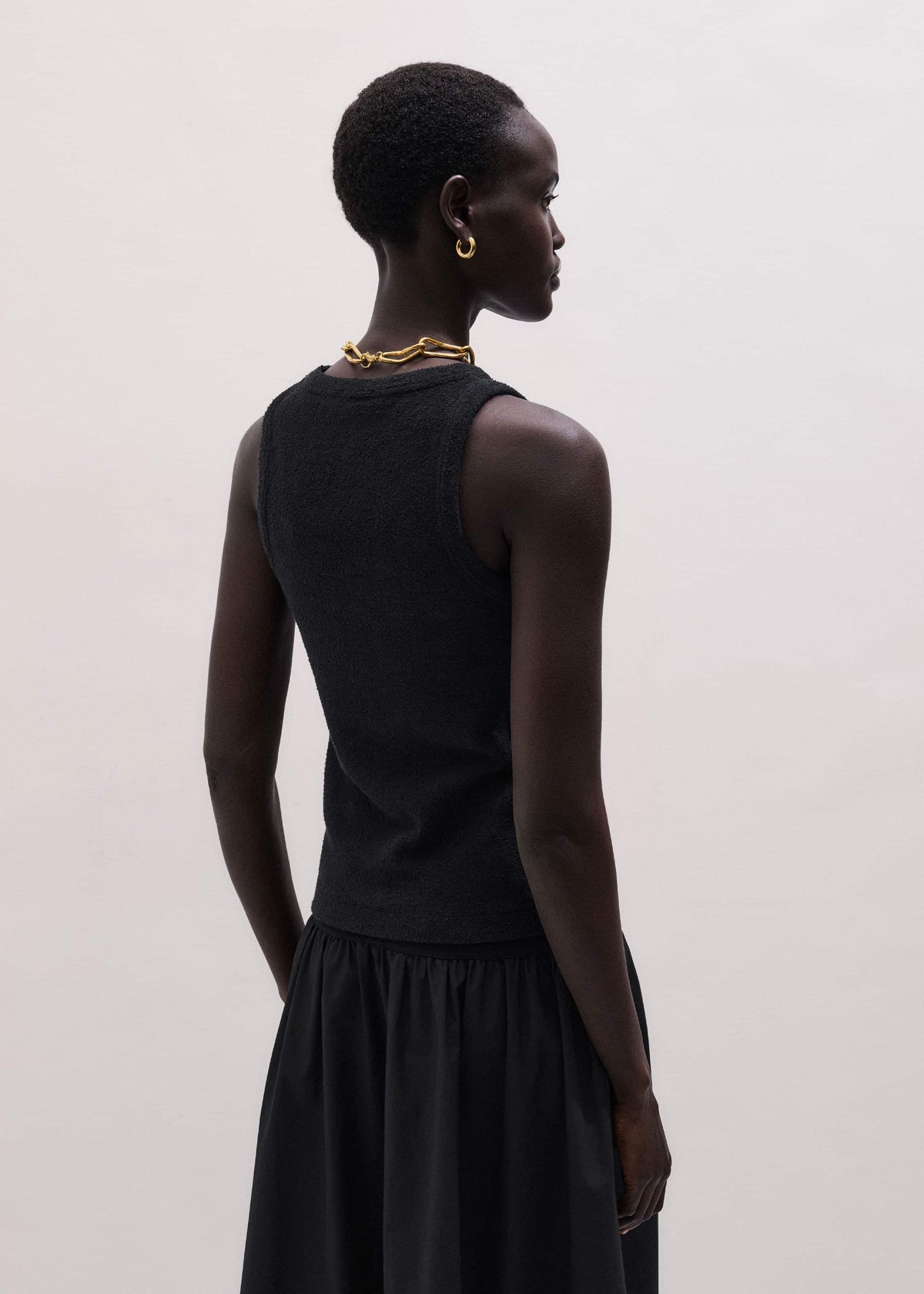 ME+EM Clothing Black Textured Slim Basic Tank Top