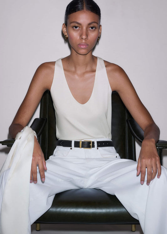 ME+EM Clothing Cream Scoop Neck Vest