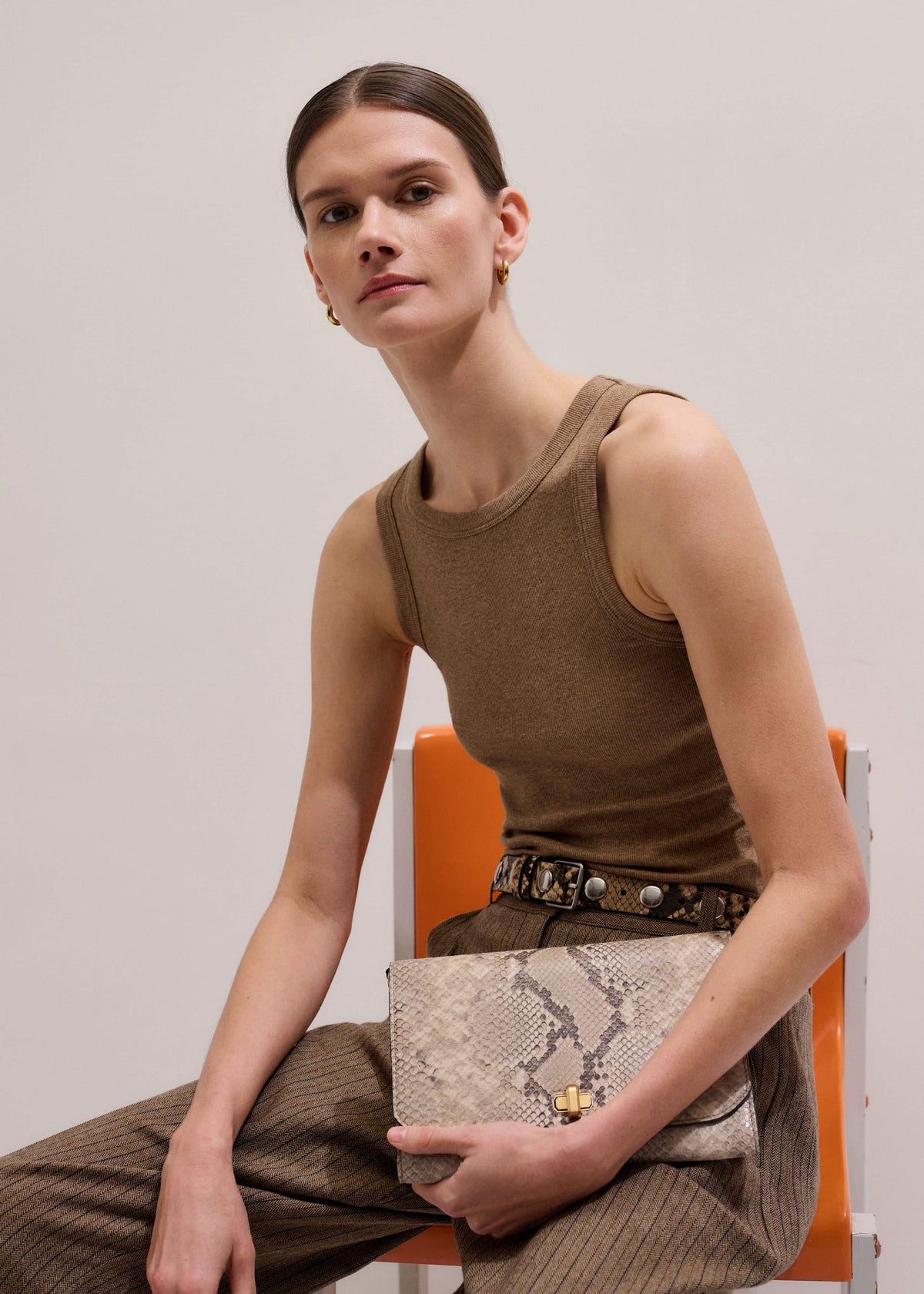 ME+EM Clothing Camel Brown Ultimate Crew Neck Tank